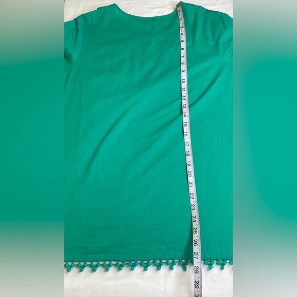 Krazy Kat Green Tunic Embroidered Fringe Hem Size Medium - Picture 7 of 7